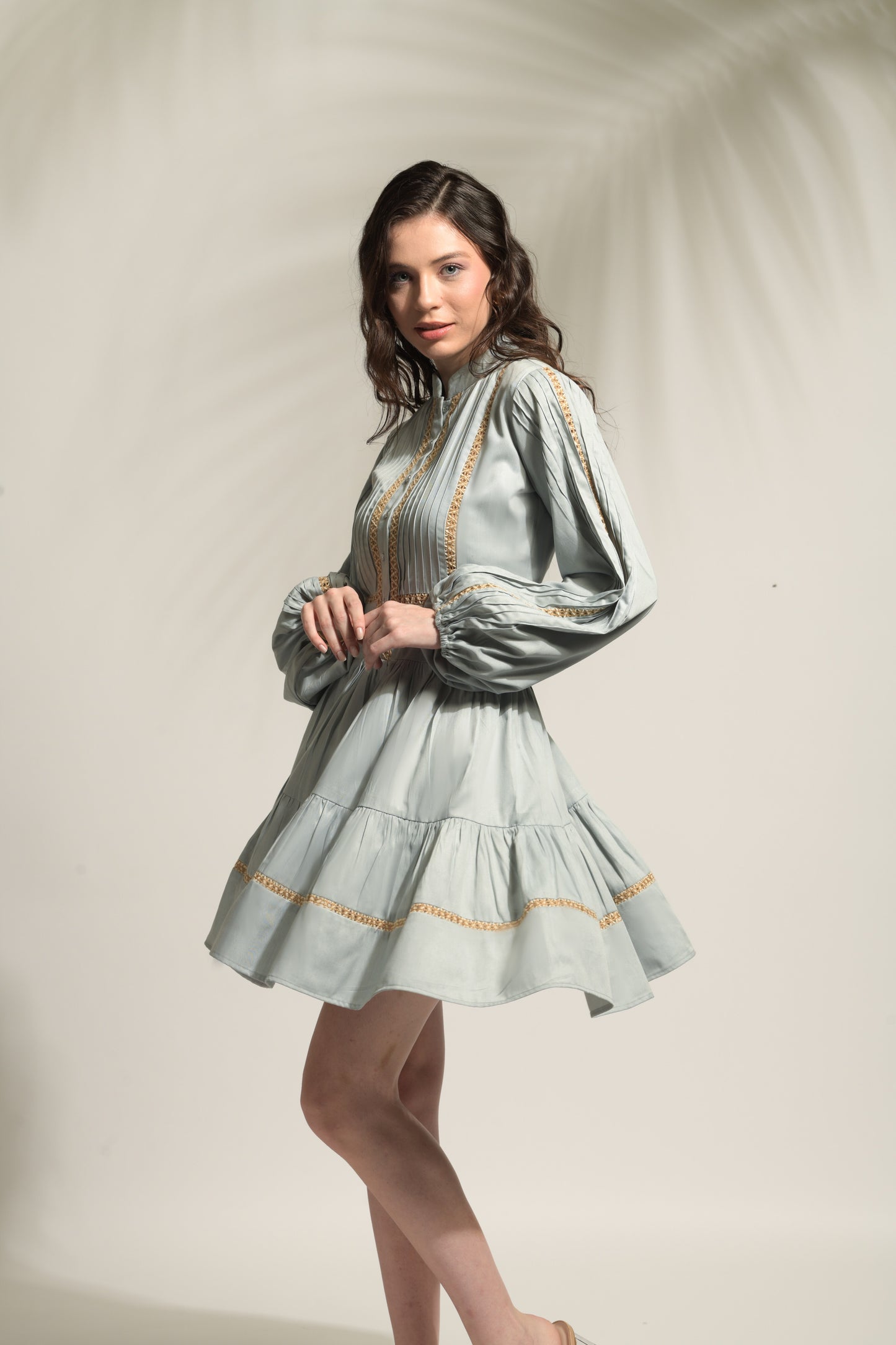 Autumn Jute Trim Tiered Dress