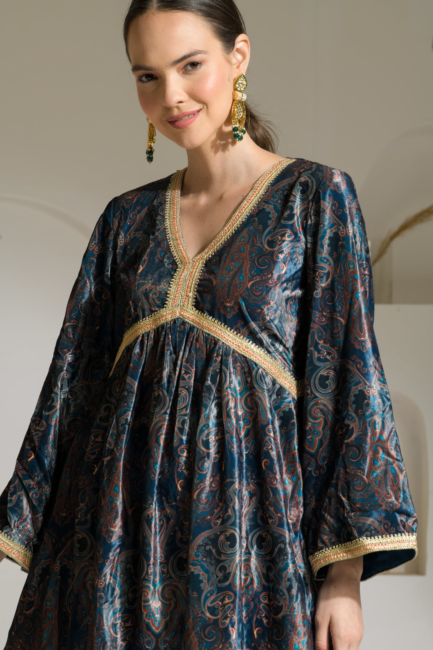 Ghazal Printed Velvet Short Flared Kurta with Gharara and Organza Dupatta/Velvet Stole - Set of 3