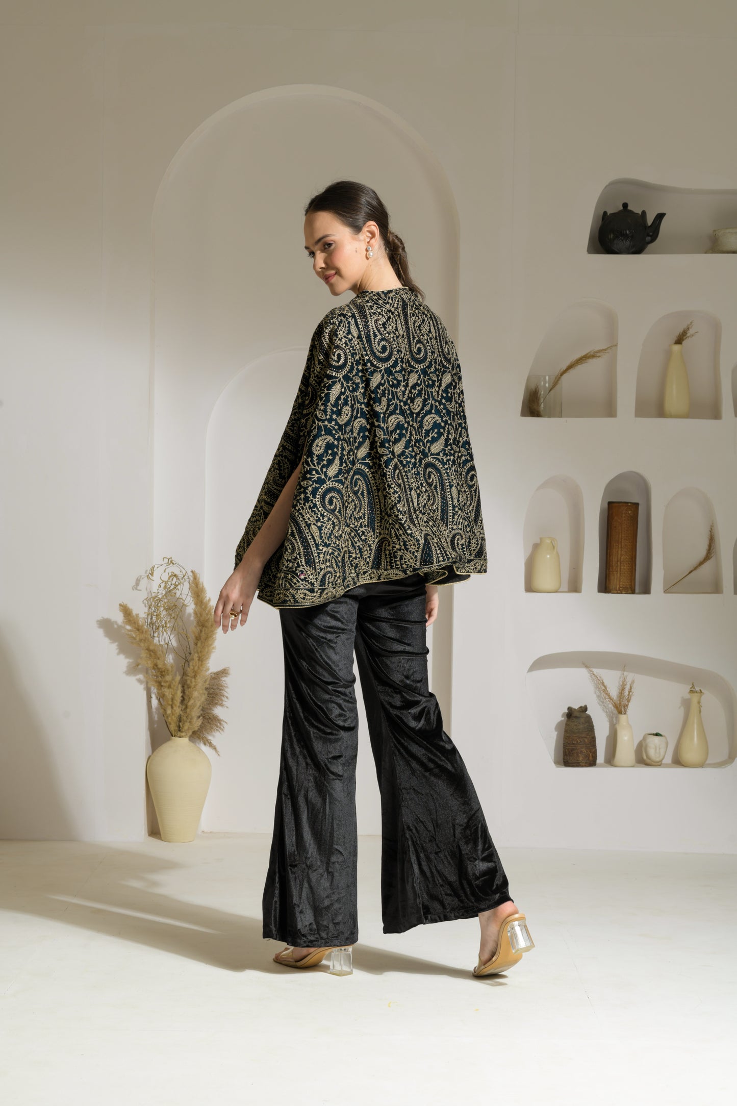Nazam Thread-work & Swarovski Embroidered Cape