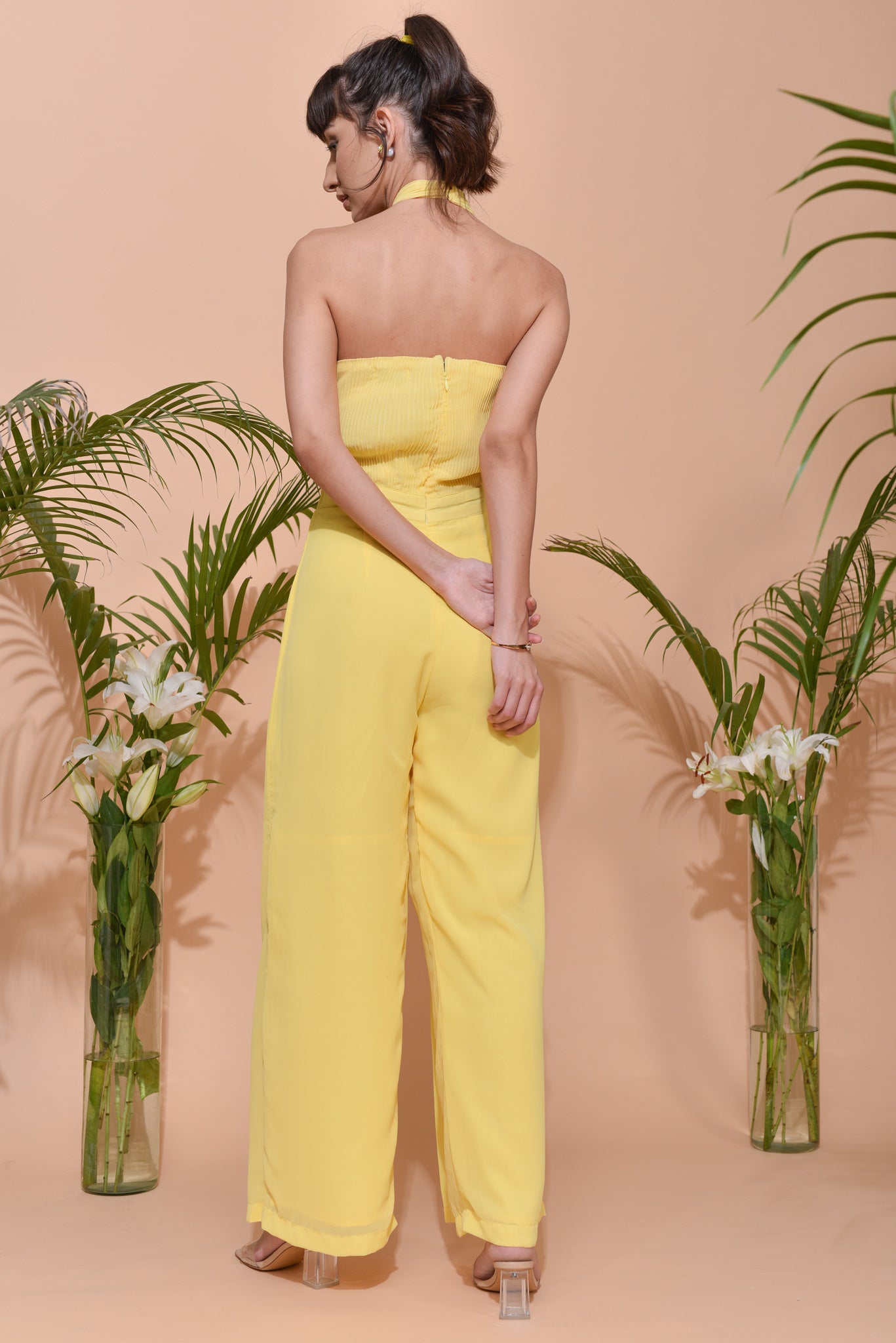 Jacqueline Pleated Halter Neckline & Georgette Jumpsuit