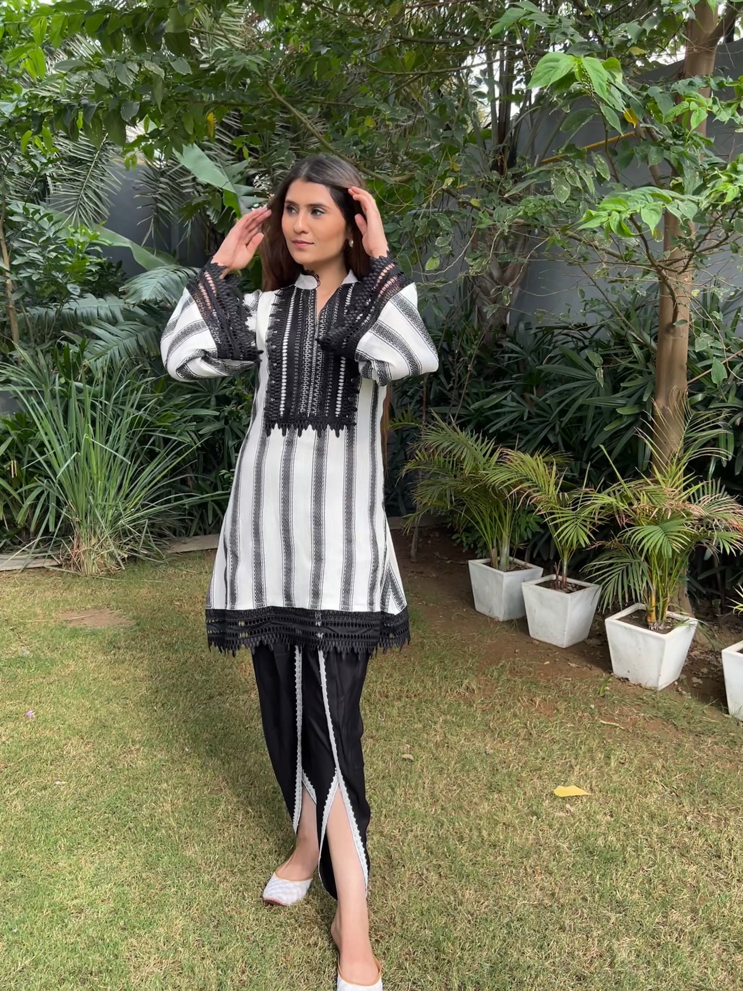 Libaaz Cotton Blend Short Straight Kurta with Rayon Tulip Pants - Set of 2