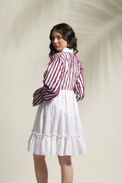Nora Textured Linen Flared Dress