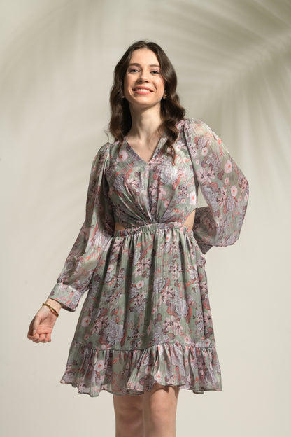 Daisy Floral Printed Flared Dress