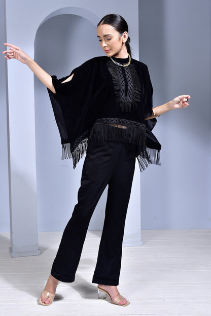 Midnight Velvet Cape with Pants - Set of 2