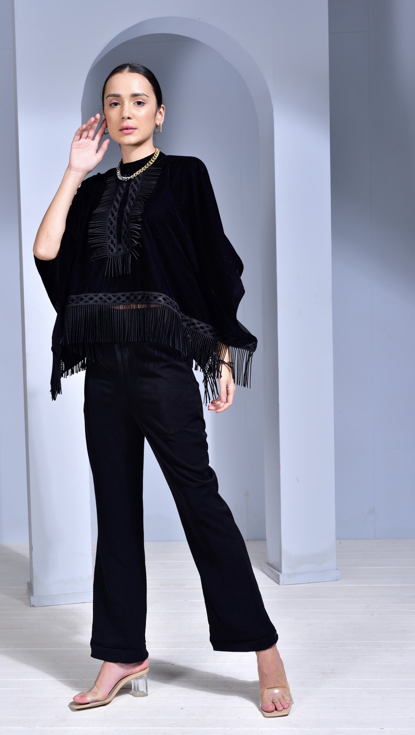 Midnight Velvet Cape with Pants - Set of 2