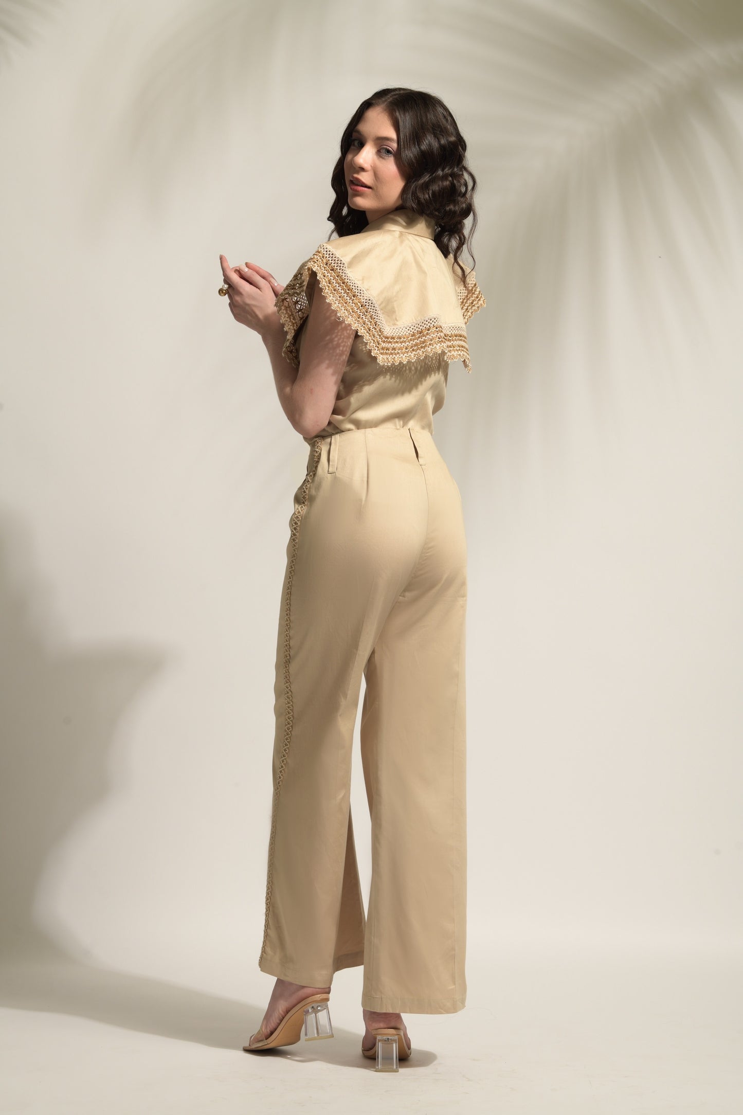 Hazel Exaggerated Panel Shirt with Flared Pants- Set of 2
