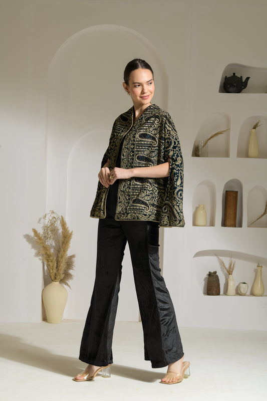 Nazam Thread-work & Swarovski Embroidered Cape