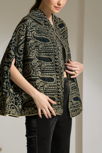 Nazam Thread-work & Swarovski Embroidered Cape