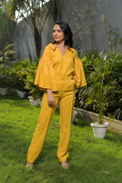 Millie Open Collar with Flared Sleeves top and Straight Fit Tailored trousers - Set of 2
