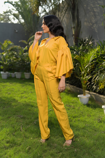 Millie Open Collar with Flared Sleeves top and Straight Fit Tailored trousers - Set of 2