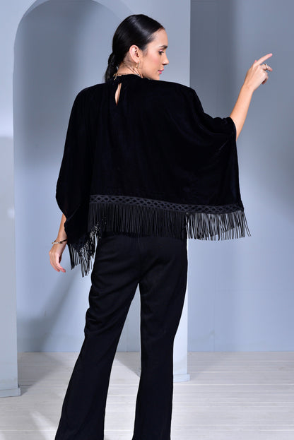 Velvet Cape with Fringes