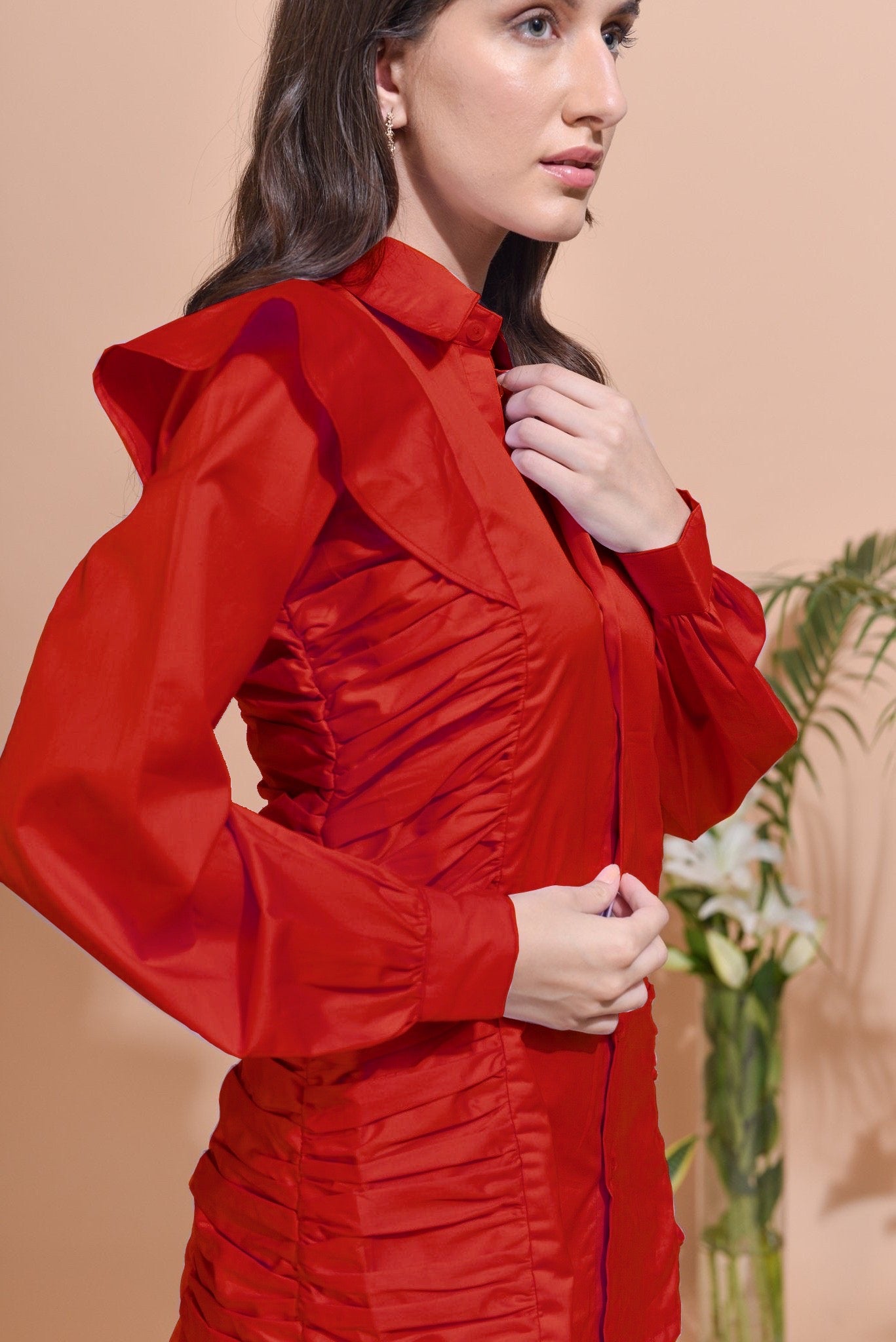 Mindy Gathered Shirt Dress