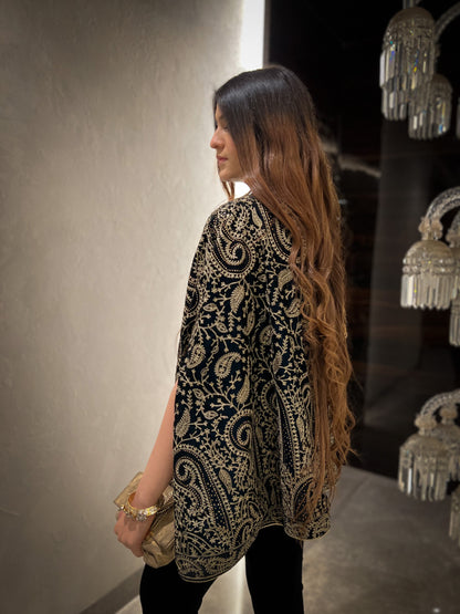 Nazam Thread-work & Swarovski Embroidered Cape