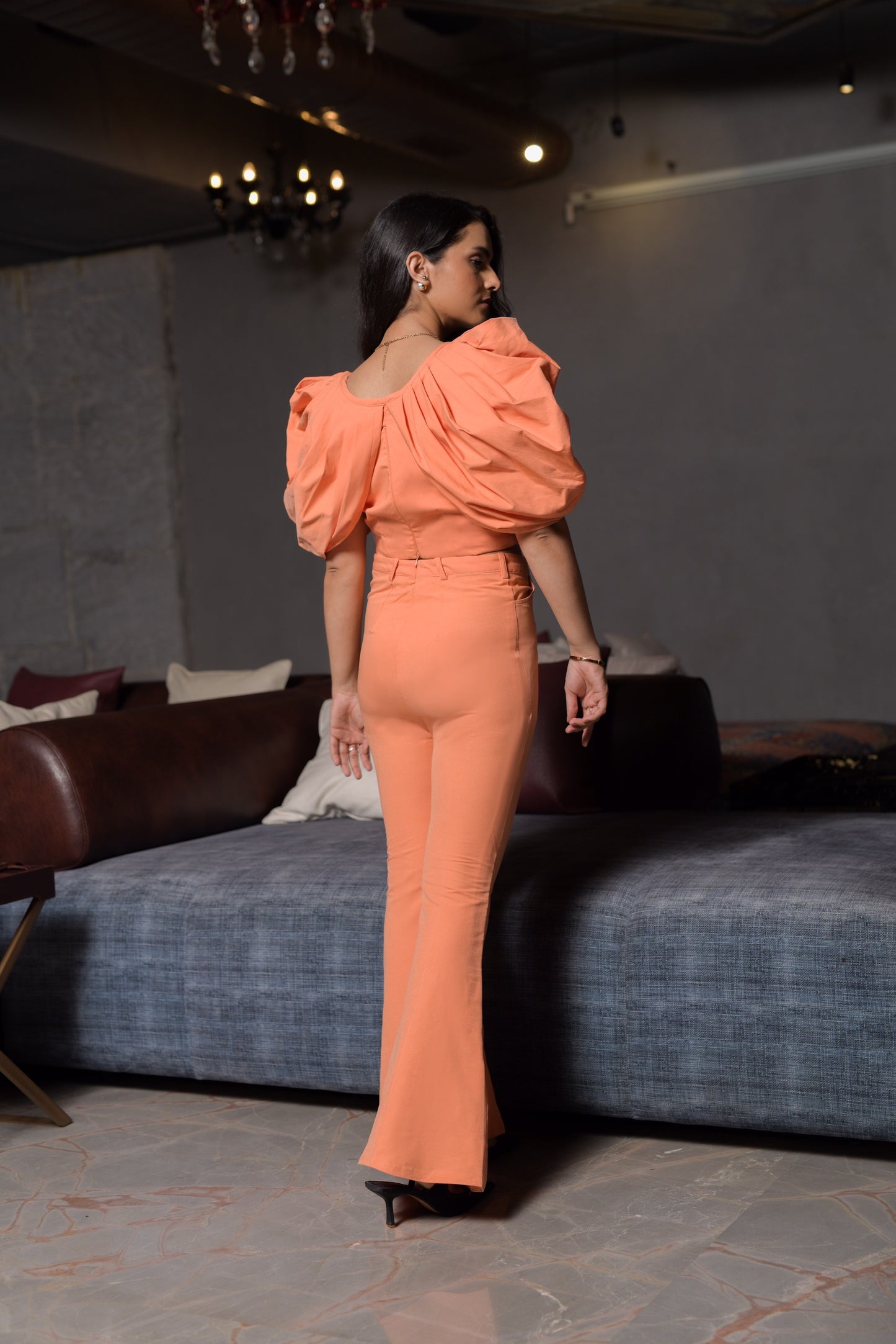 Agnes Draped Sleeves Corset Top with Fit & Flared Trousers - Set of 2