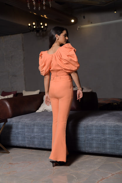 Agnes Draped Sleeves Corset Top with Fit & Flared Trousers - Set of 2